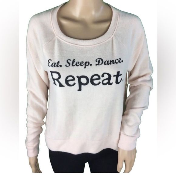 New Nordstroms B.P. Casual Light Pink “eat sleep dance repeat” Sweater XS - Picture 3 of 8